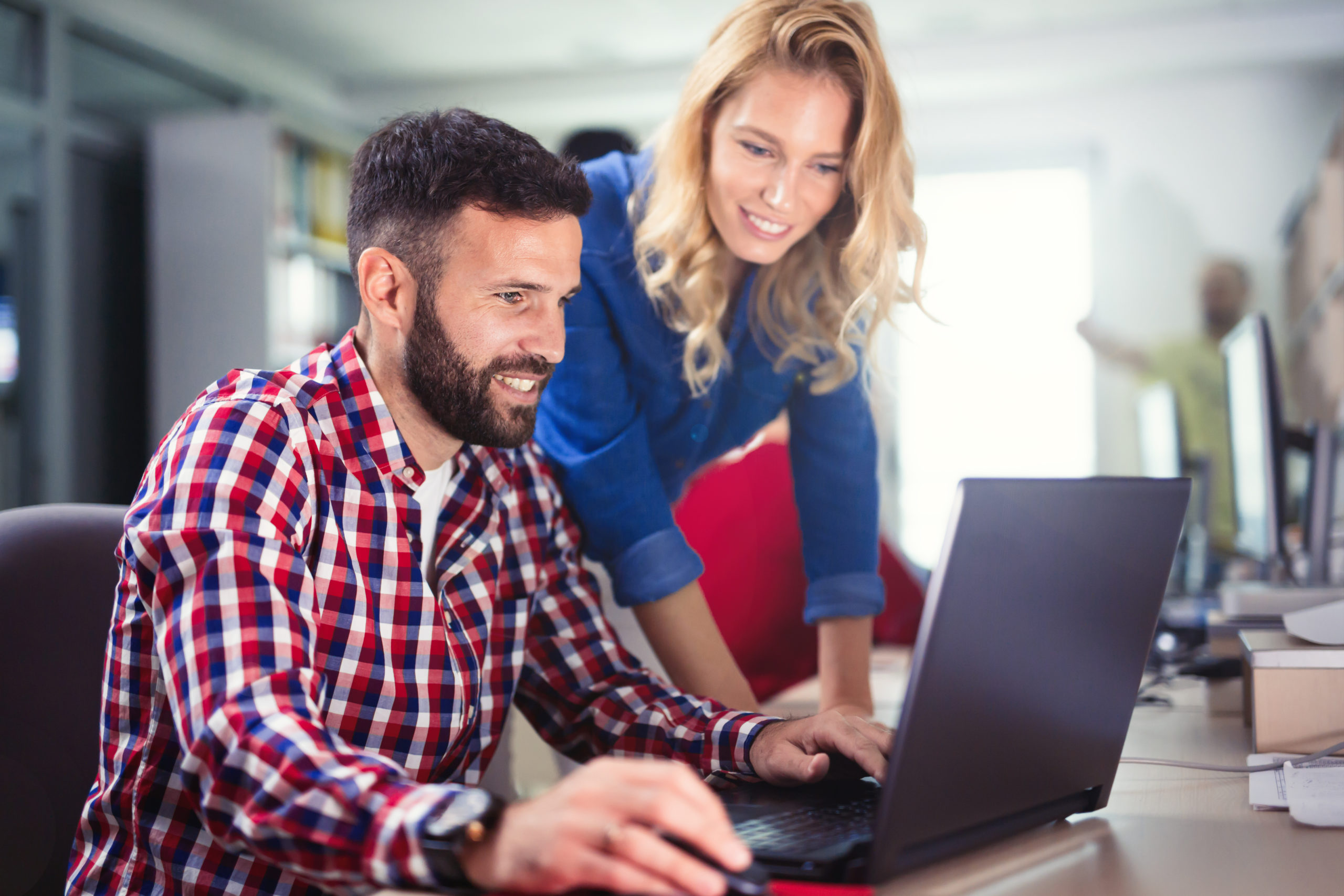 Corporate coworkers brainstorming in company